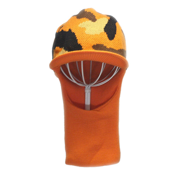 Camouflage Short Billed Cuff Radar with Ooh Factory La Orange Knitted Beanie - La