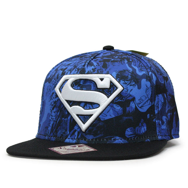 Superman All Over Print Sublimated Adjustable Snapback Baseball Cap Camo Blue