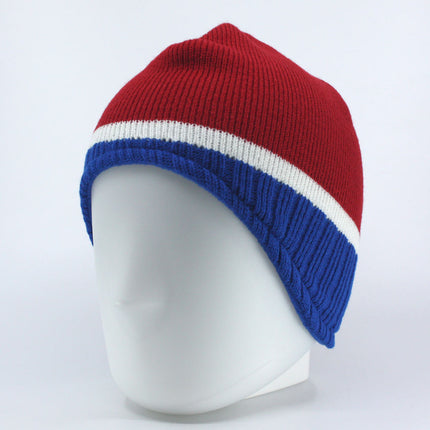 Trim and Fleece Lining Ear Flap Knit Beanie Hat Skull Cap