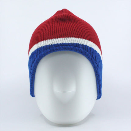 Trim and Fleece Lining Ear Flap Knit Beanie Hat Skull Cap