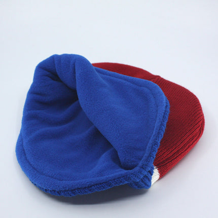 Trim and Fleece Lining Ear Flap Knit Beanie Hat Skull Cap