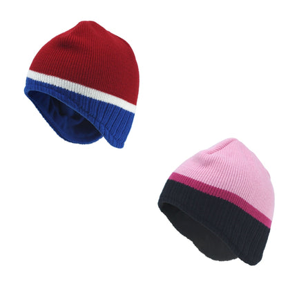 Trim and Fleece Lining Ear Flap Knit Beanie Hat Skull Cap