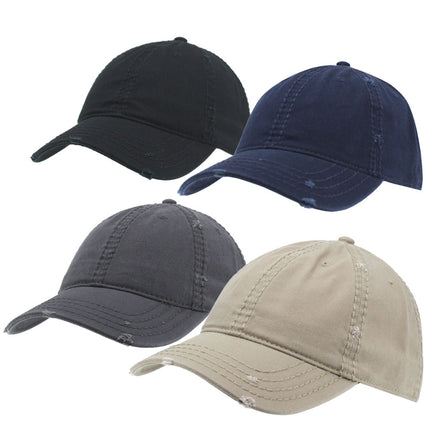 Classic Blank Heavy Stitch Distressed Cotton Dad Hat Baseball Cap