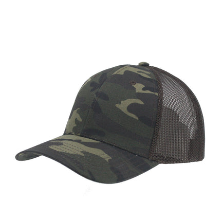 Two Tone Camouflage Cotton Twill Mesh Adjustable Trucker Baseball Cap