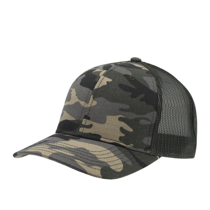 Two Tone Camouflage Cotton Twill Mesh Adjustable Trucker Baseball Cap