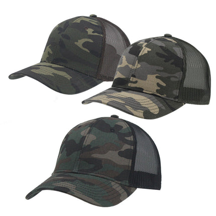 Two Tone Camouflage Cotton Twill Mesh Adjustable Trucker Baseball Cap