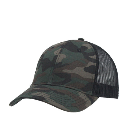 Two Tone Camouflage Cotton Twill Mesh Adjustable Trucker Baseball Cap