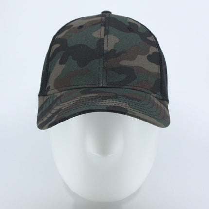 Two Tone Camouflage Cotton Twill Mesh Adjustable Trucker Baseball Cap