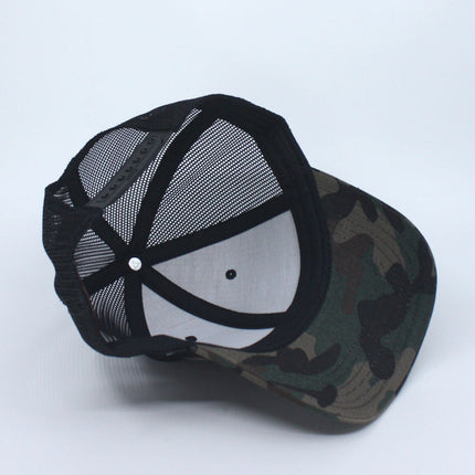 Two Tone Camouflage Cotton Twill Mesh Adjustable Trucker Baseball Cap
