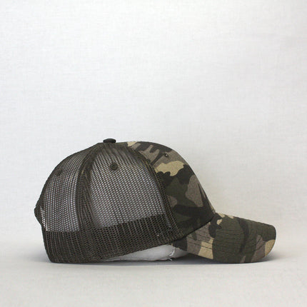 Two Tone Camouflage Cotton Twill Mesh Adjustable Trucker Baseball Cap