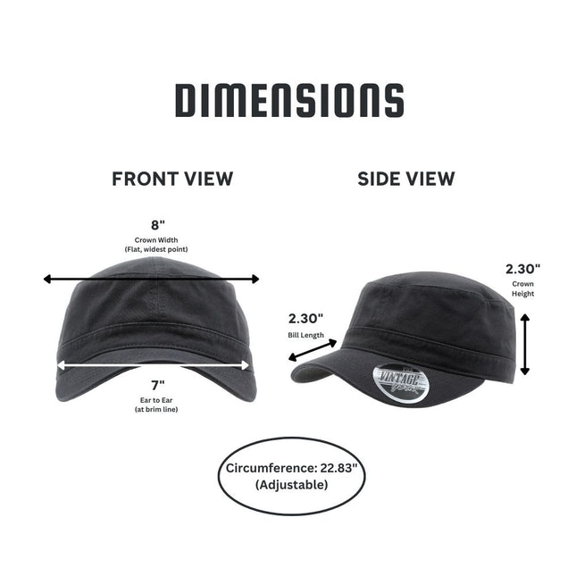 Washed Cotton Unstructured Soft Crown Cadet Military Radar Cap Hat