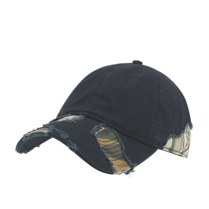 Camouflage Washed Cotton Twill Distressed Visor Low Profile Adjustable Baseball Cap