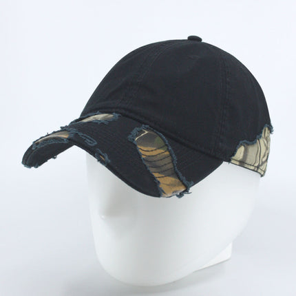 Camouflage Washed Cotton Twill Distressed Visor Low Profile Adjustable Baseball Cap