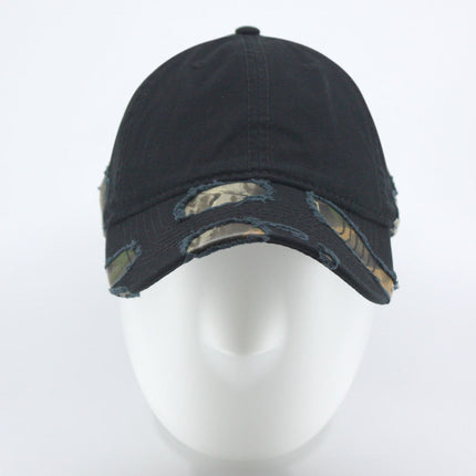 Camouflage Washed Cotton Twill Distressed Visor Low Profile Adjustable Baseball Cap