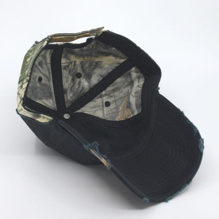 Camouflage Washed Cotton Twill Distressed Visor Low Profile Adjustable Baseball Cap