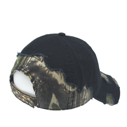 Camouflage Washed Cotton Twill Distressed Visor Low Profile Adjustable Baseball Cap