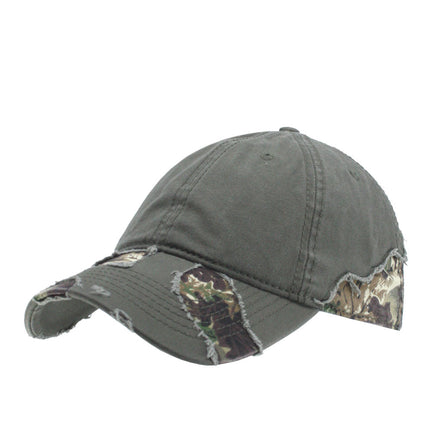 Camouflage Washed Cotton Twill Distressed Visor Low Profile Adjustable Baseball Cap
