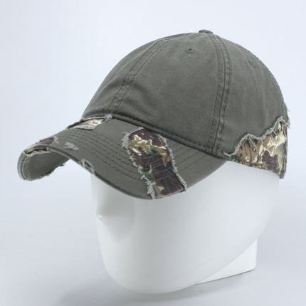 Camouflage Washed Cotton Twill Distressed Visor Low Profile Adjustable Baseball Cap