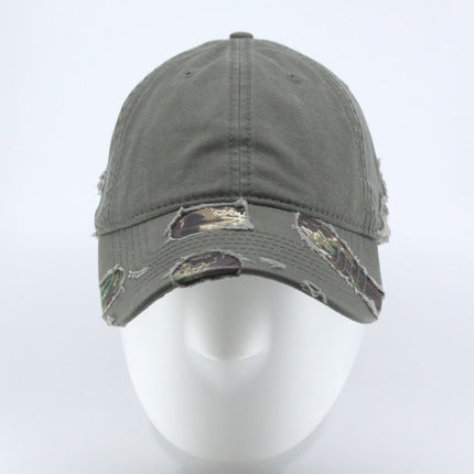 Camouflage Washed Cotton Twill Distressed Visor Low Profile Adjustable Baseball Cap