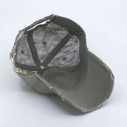 Camouflage Washed Cotton Twill Distressed Visor Low Profile Adjustable Baseball Cap
