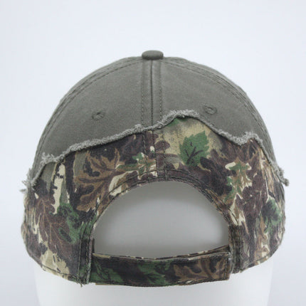 Camouflage Washed Cotton Twill Distressed Visor Low Profile Adjustable Baseball Cap