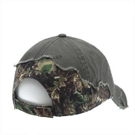 Camouflage Washed Cotton Twill Distressed Visor Low Profile Adjustable Baseball Cap