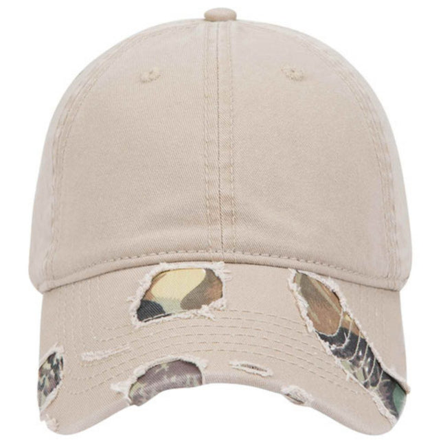 Camouflage Washed Cotton Twill Distressed Visor Low Profile Adjustable Baseball Cap