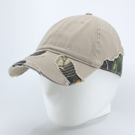 Camouflage Washed Cotton Twill Distressed Visor Low Profile Adjustable Baseball Cap