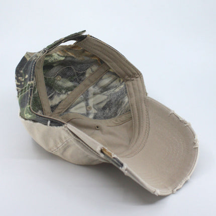 Camouflage Washed Cotton Twill Distressed Visor Low Profile Adjustable Baseball Cap