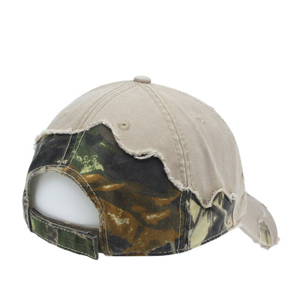 Camouflage Washed Cotton Twill Distressed Visor Low Profile Adjustable Baseball Cap