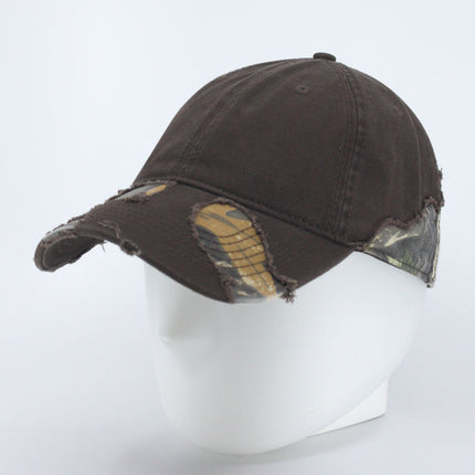 Camouflage Washed Cotton Twill Distressed Visor Low Profile Adjustable Baseball Cap
