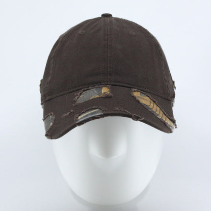Camouflage Washed Cotton Twill Distressed Visor Low Profile Adjustable Baseball Cap