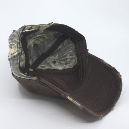 Camouflage Washed Cotton Twill Distressed Visor Low Profile Adjustable Baseball Cap