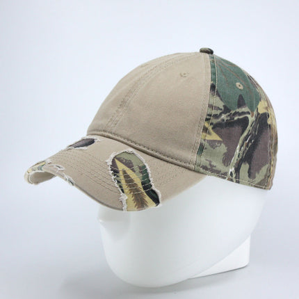 Camouflage Cotton Twill Distressed Visor Unstructured Adjustable Baseball Cap