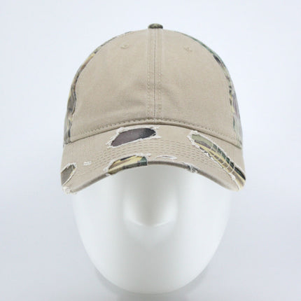 Camouflage Cotton Twill Distressed Visor Unstructured Adjustable Baseball Cap