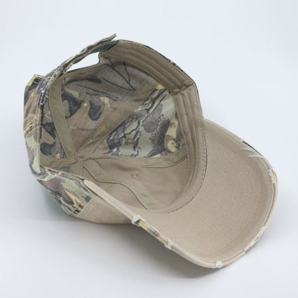 Camouflage Cotton Twill Distressed Visor Unstructured Adjustable Baseball Cap