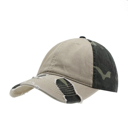 Camouflage Cotton Twill Distressed Visor Unstructured Adjustable Baseball Cap