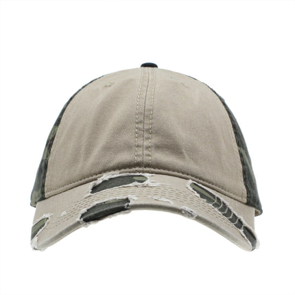 Camouflage Cotton Twill Distressed Visor Unstructured Adjustable Baseball Cap