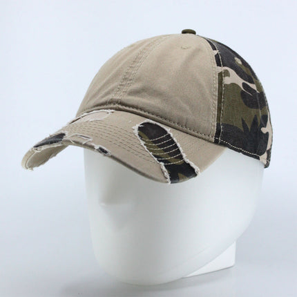Camouflage Cotton Twill Distressed Visor Unstructured Adjustable Baseball Cap