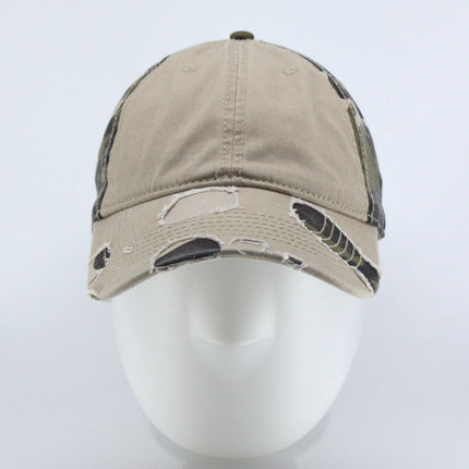 Camouflage Cotton Twill Distressed Visor Unstructured Adjustable Baseball Cap