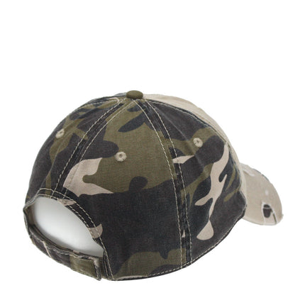 Camouflage Cotton Twill Distressed Visor Unstructured Adjustable Baseball Cap