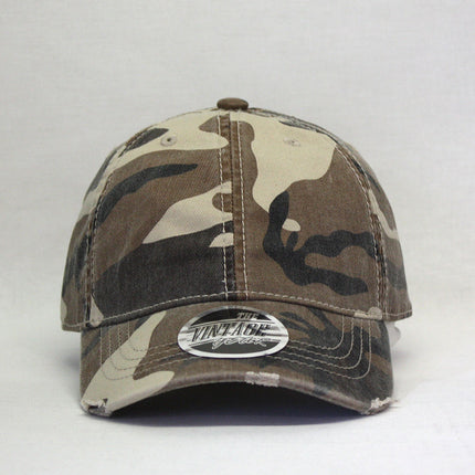 Camouflage Kids Washed Cotton Distressed Visor Adjustable Baseball Cap