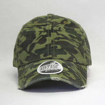 Camouflage Kids Washed Cotton Distressed Visor Adjustable Baseball Cap