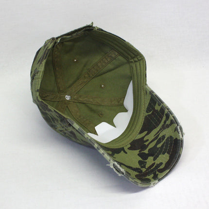 Camouflage Kids Washed Cotton Distressed Visor Adjustable Baseball Cap