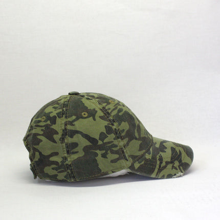 Camouflage Kids Washed Cotton Distressed Visor Adjustable Baseball Cap