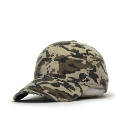 Camouflage Kids Washed Cotton Distressed Visor Adjustable Baseball Cap