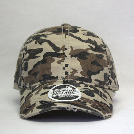 Camouflage Kids Washed Cotton Distressed Visor Adjustable Baseball Cap