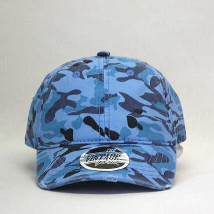 Camouflage Kids Washed Cotton Distressed Visor Adjustable Baseball Cap