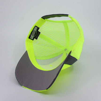 Reflective High Visibility Piping Neon Polyester Twill Low Profile Mesh Back Baseball Cap