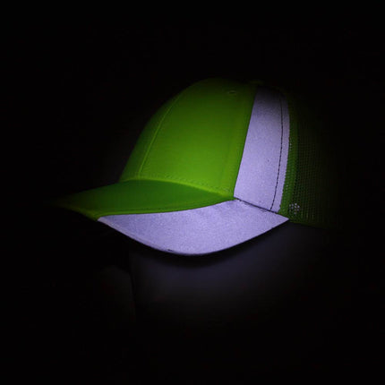 Reflective High Visibility Piping Neon Polyester Twill Low Profile Mesh Back Baseball Cap